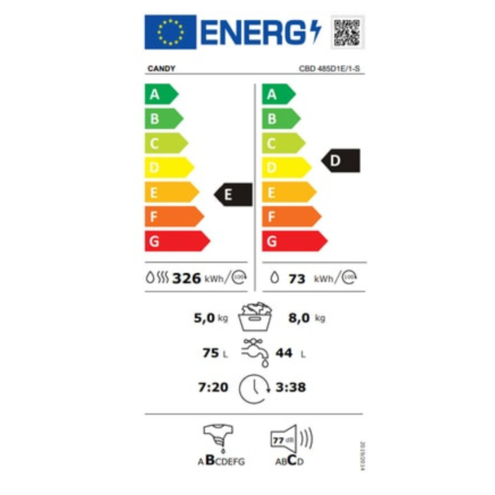 CANDY - Lave linge sechant encastrable CBD 485 D1 - Image 3
